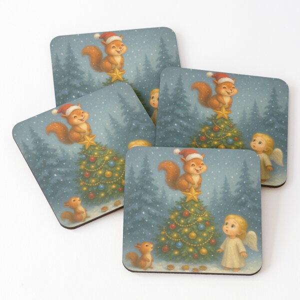 Item preview, Angel And Squirrel – A Little Mischief At The Christmas Tree designed and sold by LegademaArt.