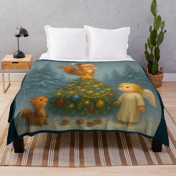 Item preview, Angel And Squirrel – A Little Mischief At The Christmas Tree designed and sold by LegademaArt.