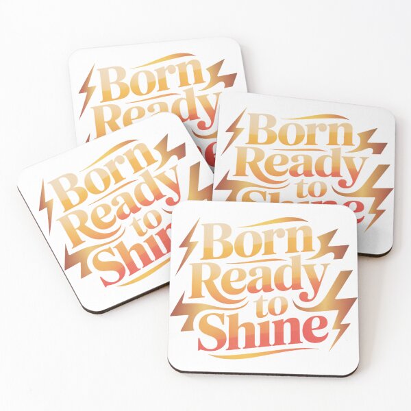 Item preview, Born Ready to Shine Motivational Phrase Retro Typography With Lightning Bolt designed and sold by chattsuede.