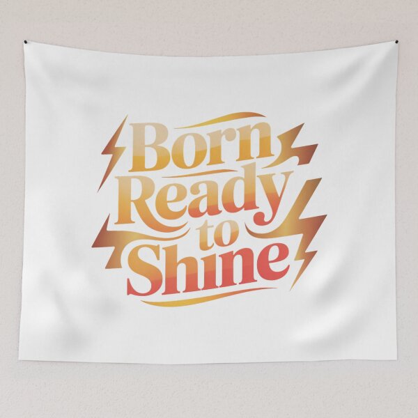 Item preview, Born Ready to Shine Motivational Phrase Retro Typography With Lightning Bolt designed and sold by chattsuede.
