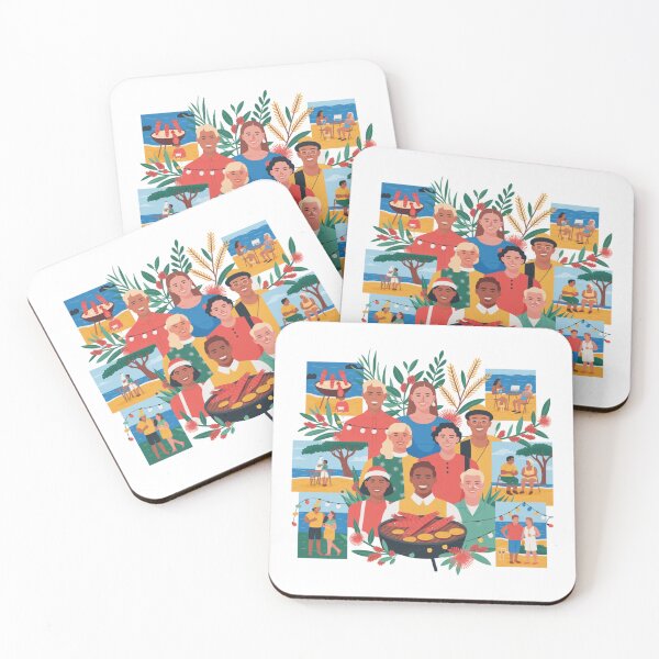 Item preview, Australian Summer Christmas Beach Celebration Collage Flat Vector designed and sold by chattsuede.