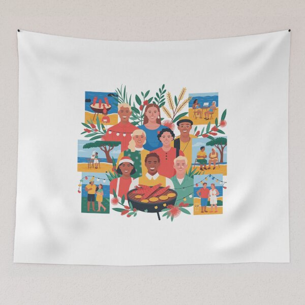 Item preview, Australian Summer Christmas Beach Celebration Collage Flat Vector designed and sold by chattsuede.