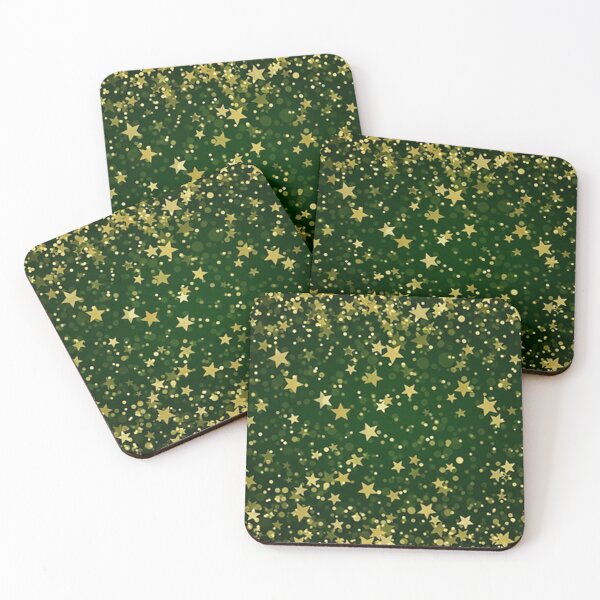 Item preview, Festive Gold and White Star Confetti Background on Dark Green designed and sold by PixelVibe782.