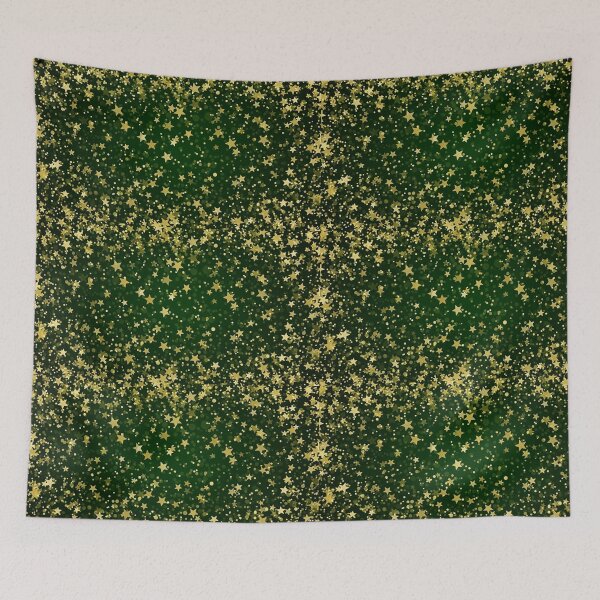Item preview, Festive Gold and White Star Confetti Background on Dark Green designed and sold by PixelVibe782.