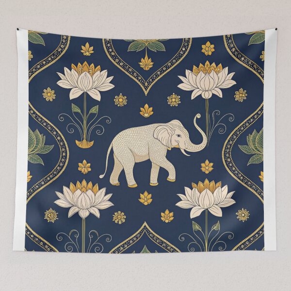 Item preview, Elephants with raised trunks surrounded by lotus flowers . designed and sold by Lucky 777.