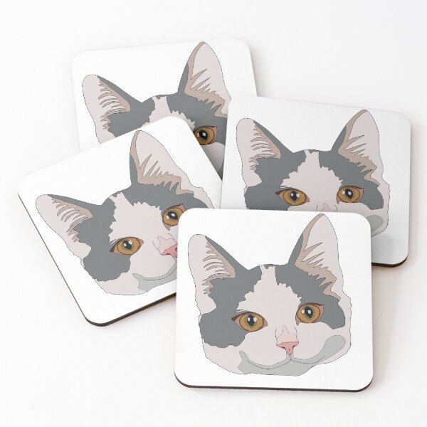 Item preview, Grey and white cat designed and sold by LeahcarsArt.