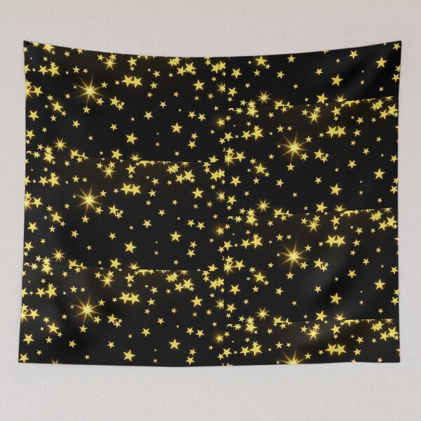 Item preview, Vibrant Golden Stars on Deep Black Background – Festive Digital Illustration designed and sold by PixelVibe782.
