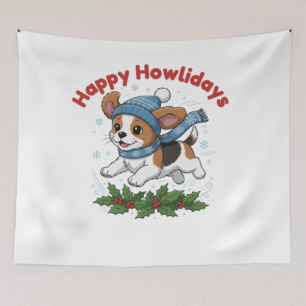Item preview, Happy Howlidays Beaglier – Cute Christmas Dog in Winter Scarf designed and sold by The Real Life Symphony.