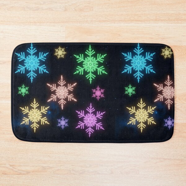 Item preview, Neon Glowing Snowflakes in Cosmic Night Sky – Vibrant Sci-Fi Winter Illustration designed and sold by PixelVibe782.