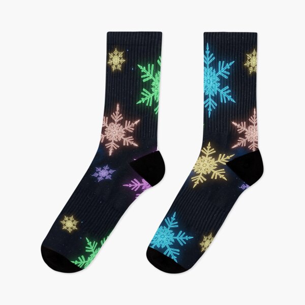 Item preview, Neon Glowing Snowflakes in Cosmic Night Sky – Vibrant Sci-Fi Winter Illustration designed and sold by PixelVibe782.