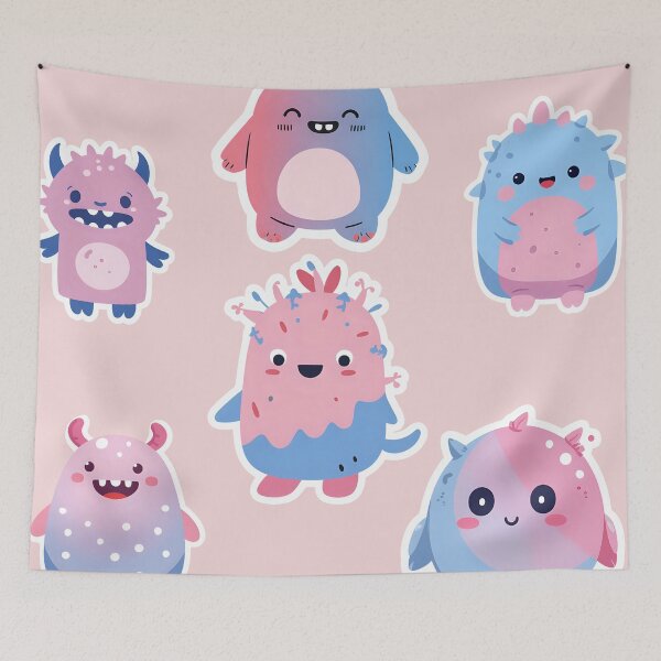 Item preview, Cute kawaii Sweet Monster Creative Sticker Design- Pastel Pink And Blue  designed and sold by MiloOfficial.