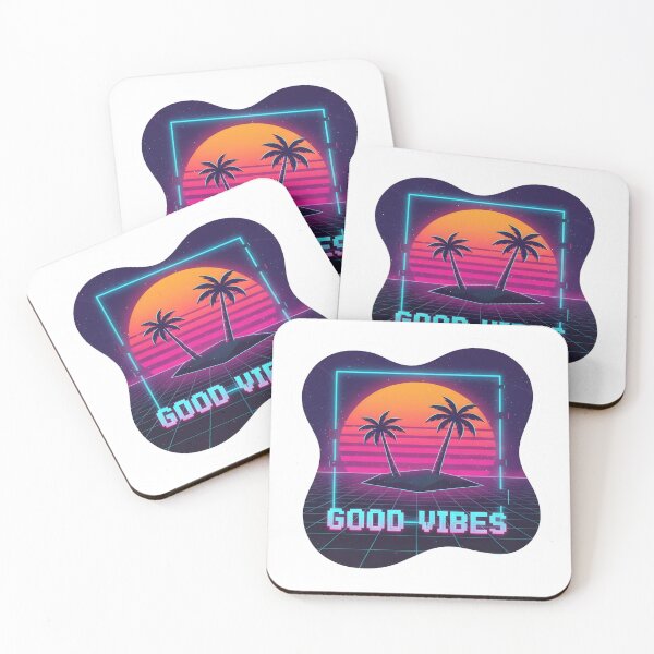 Item preview, Retro Sunset Good Vibes Sticker | Synthwave Neon Palm Tree Aesthetic | 80s Vaporwave Sticker designed and sold by SergioMiklos.