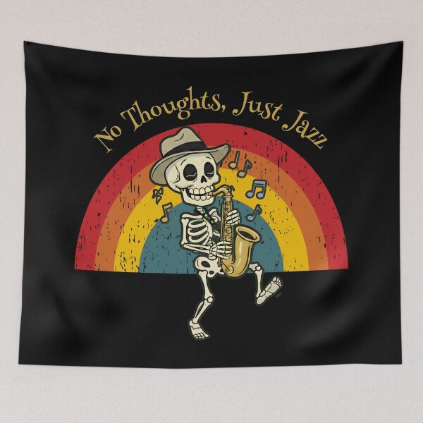 Item preview, No Thoughts Just Jazz – Cool Skeleton Saxophone Player designed and sold by SidTastic .