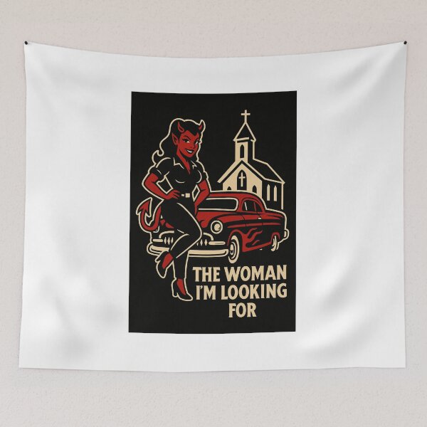 Item preview, The Woman I'm Looking For Devil Pinup with Hot Rod | Vintage Rockabilly Car Culture designed and sold by Fleetwood1994.