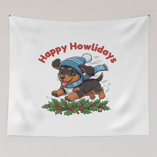 Item preview, Happy Howlidays Alpine Dachsbracke – Cute Christmas Dog in Winter Scarf designed and sold by The Real Life Symphony.