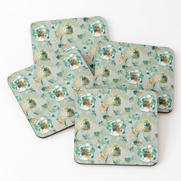 Item preview, inky flowers green designed and sold by Alessandro Remo Mazzoni Remotextiles.
