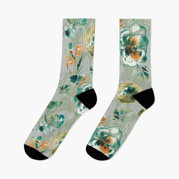 Item preview, inky flowers green designed and sold by Alessandro Remo Mazzoni Remotextiles.