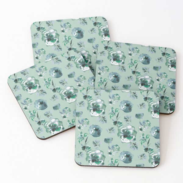 Item preview, Copy of inky flowers green designed and sold by Alessandro Remo Mazzoni Remotextiles.