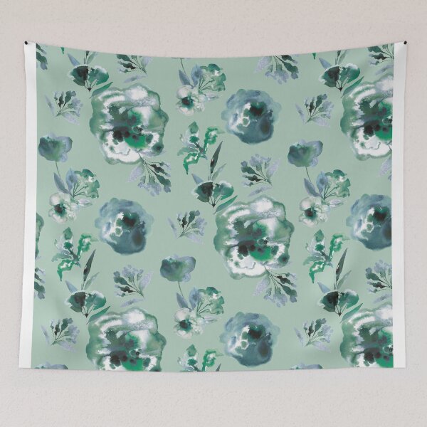 Item preview, Copy of inky flowers green designed and sold by Alessandro Remo Mazzoni Remotextiles.