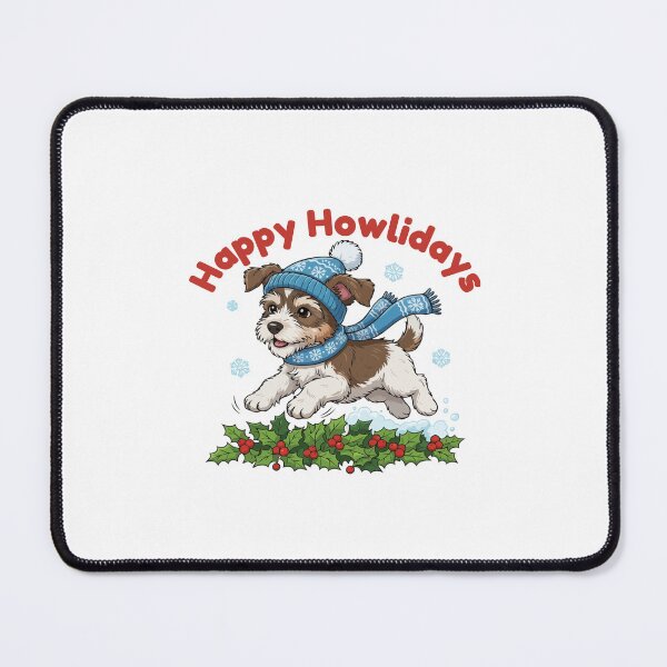 Item preview, Happy Howlidays Andalusian Terrier – Cute Christmas Dog in Winter Scarf designed and sold by The Real Life Symphony.