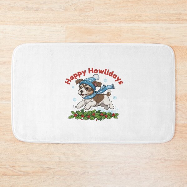 Item preview, Happy Howlidays Andalusian Terrier – Cute Christmas Dog in Winter Scarf designed and sold by The Real Life Symphony.