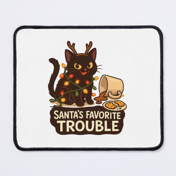 Item preview, Santa’s Favorite Trouble – Funny Black Cat Christmas Design | Cute Holiday Cat Lover Gift designed and sold by BiomortoArts.