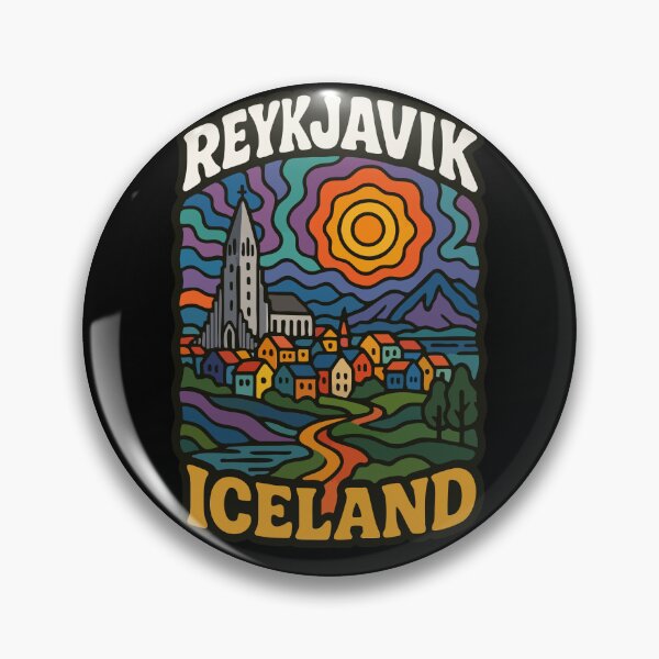 Item preview, Reykjavík Iceland Travel Retro Trippy Art designed and sold by TomFrontierArt.