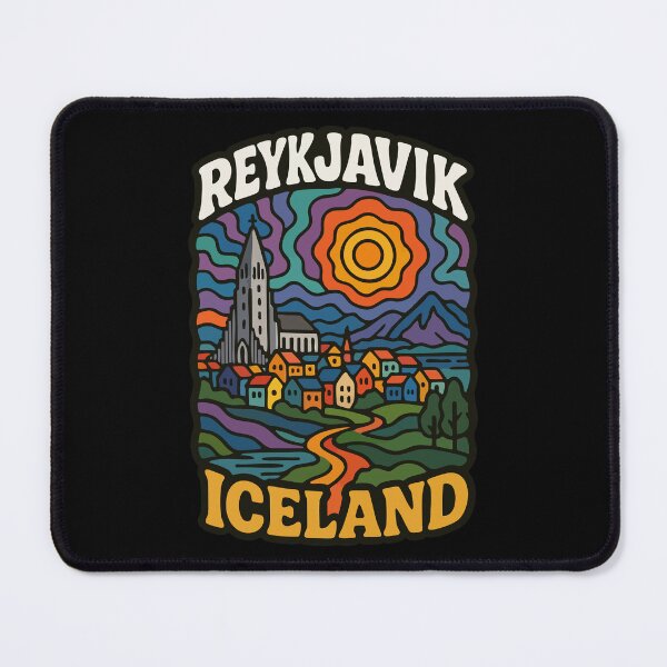 Item preview, Reykjavík Iceland Travel Retro Trippy Art designed and sold by TomFrontierArt.