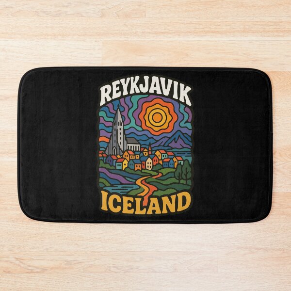Item preview, Reykjavík Iceland Travel Retro Trippy Art designed and sold by TomFrontierArt.