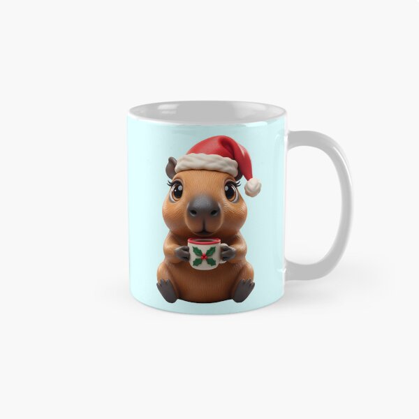 Item preview, Cute Christmas Capybara with Santa Hat and Holiday Mug designed and sold by SeGoArtDesign.