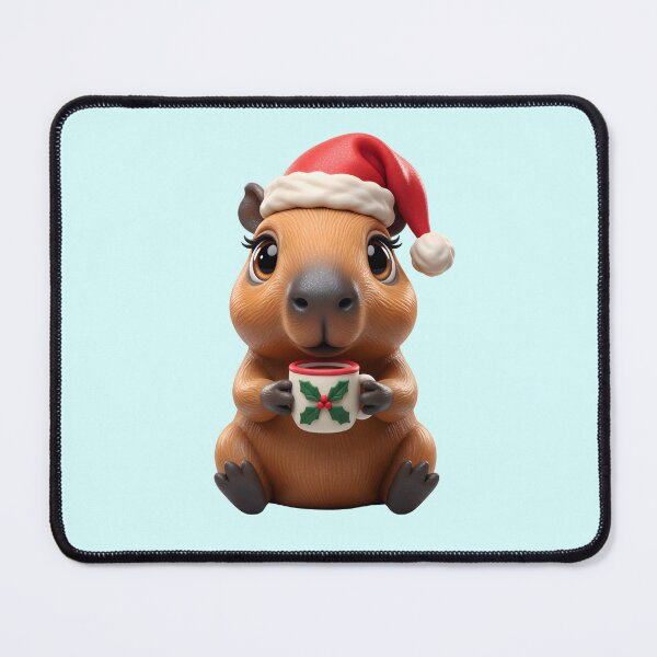 Item preview, Cute Christmas Capybara with Santa Hat and Holiday Mug designed and sold by SeGoArtDesign.