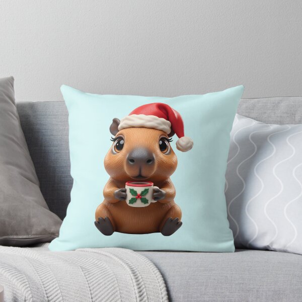 Item preview, Cute Christmas Capybara with Santa Hat and Holiday Mug designed and sold by SeGoArtDesign.