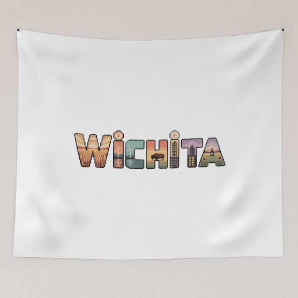 Item preview, Wichita Kansas Pixel Art Design – Retro City Typography | Midwest Sunset Landscape designed and sold by CircinusStore.
