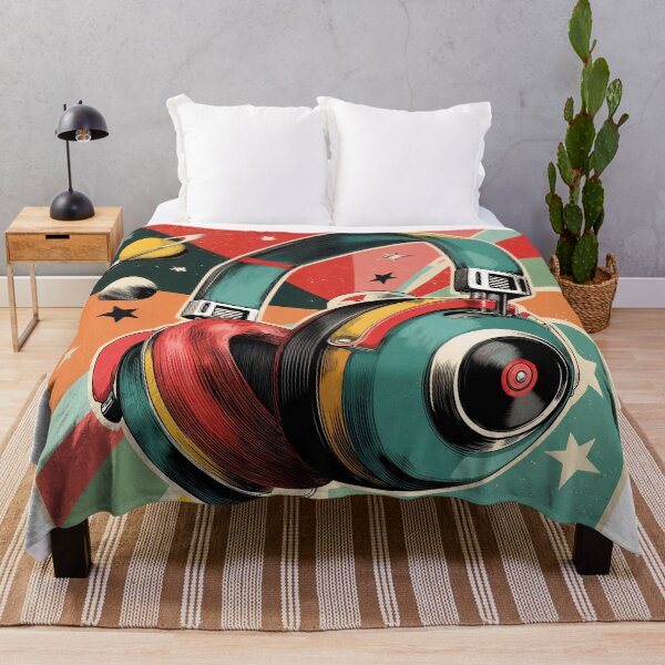 Item preview, Cosmic Soundwaves: Retro Headphones in Outer Space designed and sold by ForeverPrintsOK.