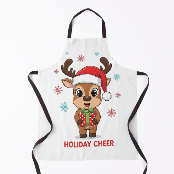 Item preview, Cute Cartoon Reindeer with Santa Hat and Gift – Festive Holiday Cheer Illustration designed and sold by PixelVibe782.