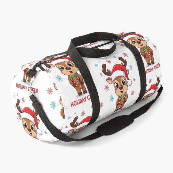 Item preview, Cute Cartoon Reindeer with Santa Hat and Gift – Festive Holiday Cheer Illustration designed and sold by PixelVibe782.