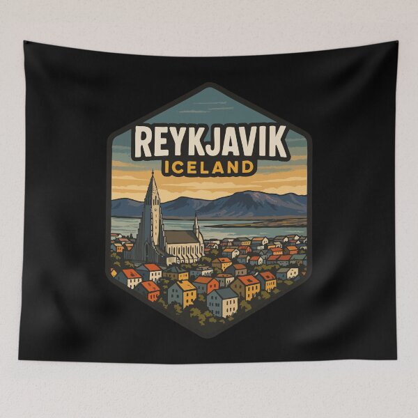 Item preview, Reykjavík Iceland Travel Retro Vintage designed and sold by TomFrontierArt.