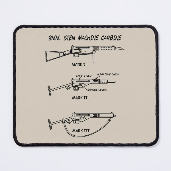 Item preview, 9mm Sten Carbine Diagram WWII Submachine Gun Blueprint Infographic designed and sold by MilitaryMart.