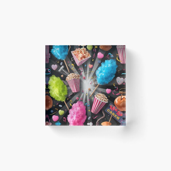 Item preview, Neon Carnival Cotton Candy, Popcorn, and Caramel Apples Pop Pattern designed and sold by MoonlitDoodles1.