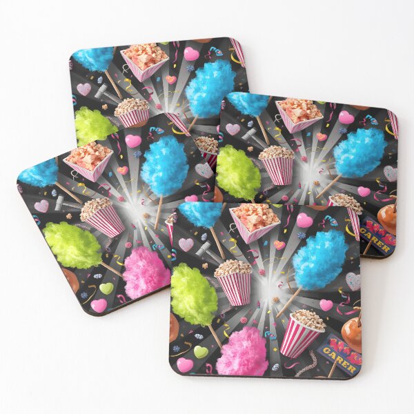 Item preview, Neon Carnival Cotton Candy, Popcorn, and Caramel Apples Pop Pattern designed and sold by MoonlitDoodles1.