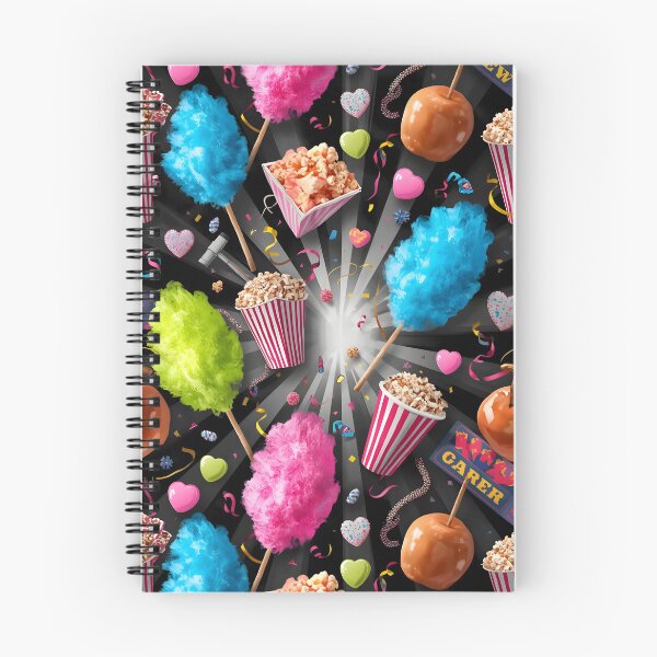 Item preview, Neon Carnival Cotton Candy, Popcorn, and Caramel Apples Pop Pattern designed and sold by MoonlitDoodles1.