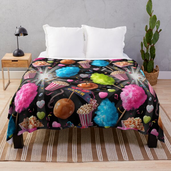Item preview, Neon Carnival Cotton Candy, Popcorn, and Caramel Apples Pop Pattern designed and sold by MoonlitDoodles1.