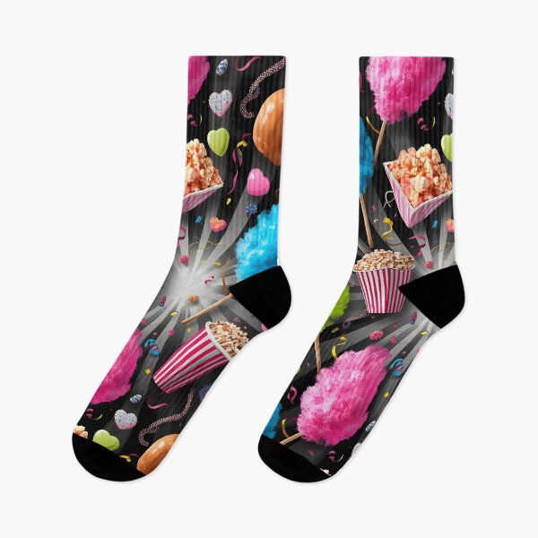 Item preview, Neon Carnival Cotton Candy, Popcorn, and Caramel Apples Pop Pattern designed and sold by MoonlitDoodles1.
