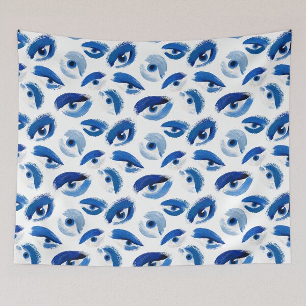 Item preview, Abstract Blue Evil Eye Pattern – Modern Brushstroke Art designed and sold by Snifferius.