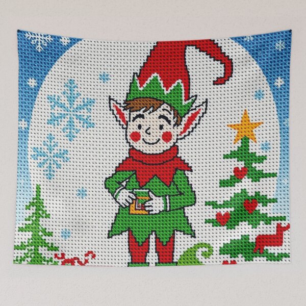 Item preview, Christmas Elf Cross Stitch -Embroidery Pattern-Cute Handmade Holiday Design designed and sold by MiraLumeStudio.