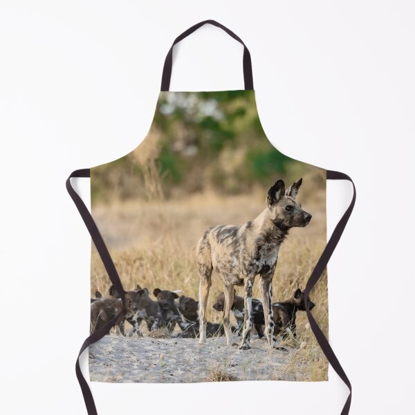 Item preview, African Wild Dog Mother on Watch, Pups at the Den, Savuti, Botswana designed and sold by DavideAntoniani.