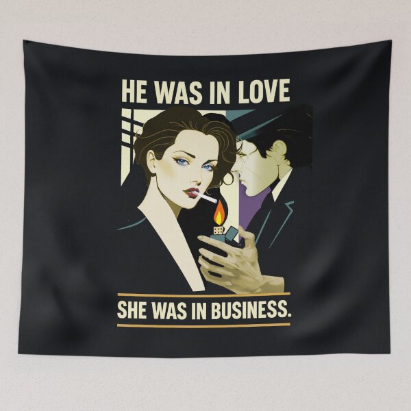 Item preview, He Was in Love, She Was in Business — Neon-Noir Tee designed and sold by Sanctum Icons.