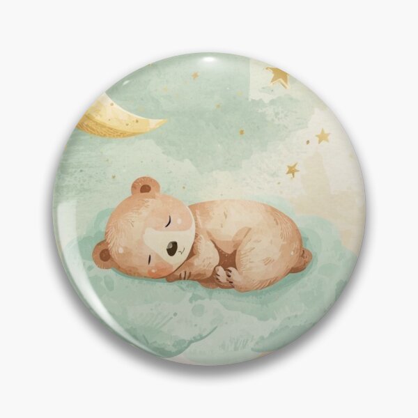 Item preview, Sleeping Baby Bear on Cloud | Watercolor Moon & Stars Nursery Art | Music QR Baby Lullaby Playlist designed and sold by Esterlane.