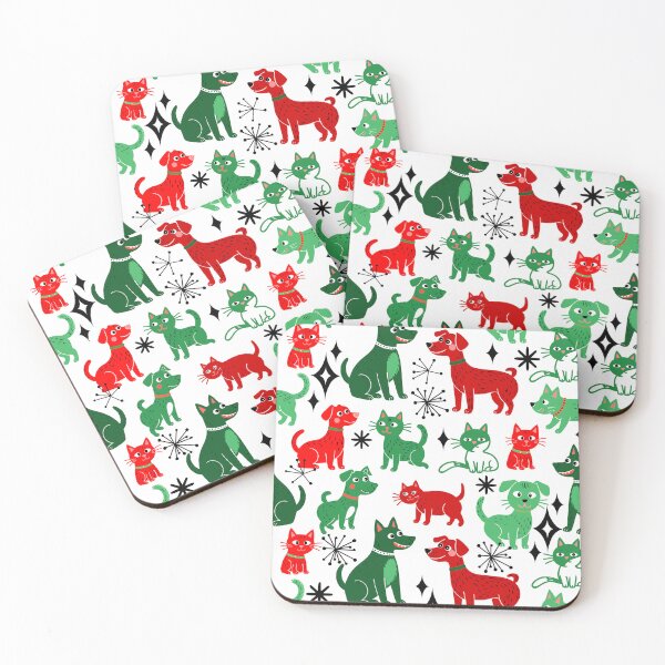 Item preview, Retro Christmas Cats and Dogs Seamless Repeat designed and sold by Sharon Schwalbe.
