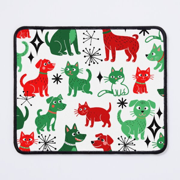 Item preview, Retro Christmas Cats and Dogs Seamless Repeat designed and sold by Sharon Schwalbe.